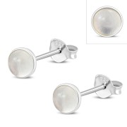 Rose Quartz Round Sterling Silver Stud Earrings, e440st